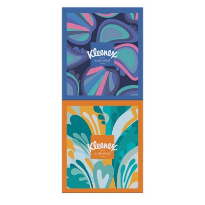 Kleenex Antiviral Facial Tissue, 3-ply, 55 Tissues/Box, 4 Boxes/Pack (54506)