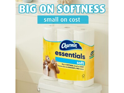 Charmin Essentials Soft Mega Toilet Paper, 2-Ply, White, 330 Sheets/Roll, 9 Rolls/Pack, 4 Packs/Cart