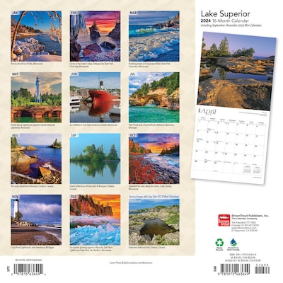 2024 BrownTrout Lake Superior 12 x 24 Monthly Wall Calendar (9781975463649)
