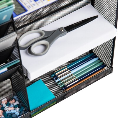 Mind Reader 8-Compartment Stackable Metal Desk Organizer, Black (MAGSHELF-BLK)