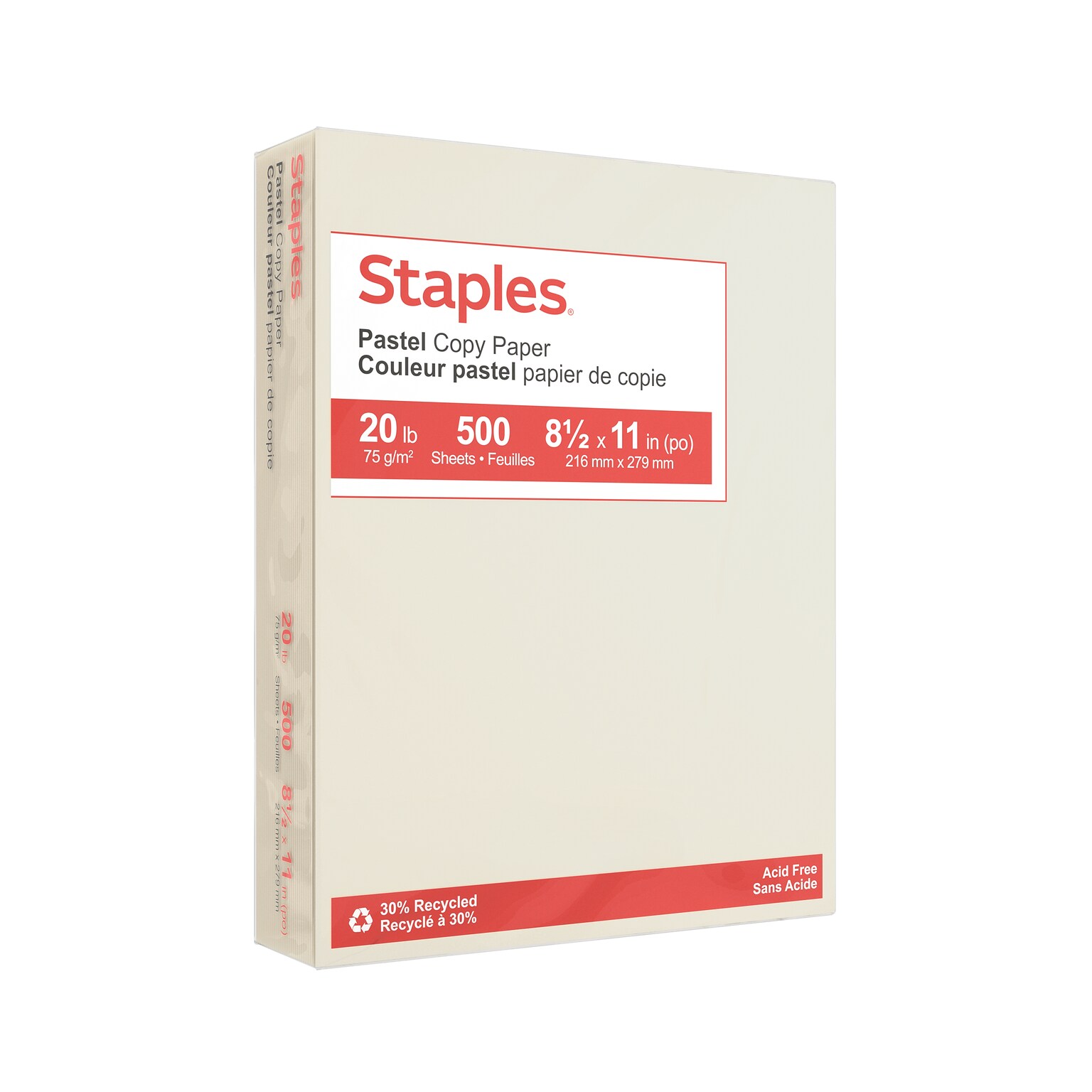 Staples Pastel Colored Copy Paper 8 1/2-Inch x 11-Inch Cream 500/Ream