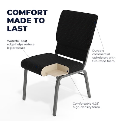 Flash Furniture HERCULES Series Fabric Stacking Church Chair, Black Patterned/Silver Vein Frame (FCH185SVJP02)