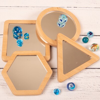 Learn Well Little Looking Shape Mirrors, Assorted Colors, 4/Set (YUSE0321)