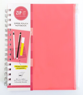 Carolina Pad Zip-It 1-Subject Professional Notebooks, 7" x 8.75", College Ruled, 120 Sheets (55025)