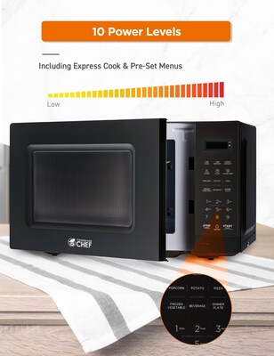 Commercial Chef 0.7 Cu. Ft. Countertop Microwave, Black (CHM7MB)