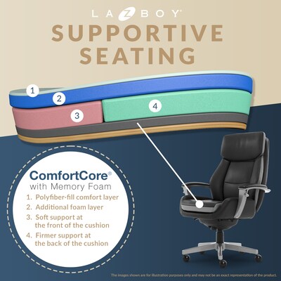 La-Z-Boy Alton Ergonomic Bonded Leather Swivel Executive Chair, Black (51544)