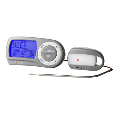 Taylor Precision Products Wireless Plastic Thermometer, Gray (1479)