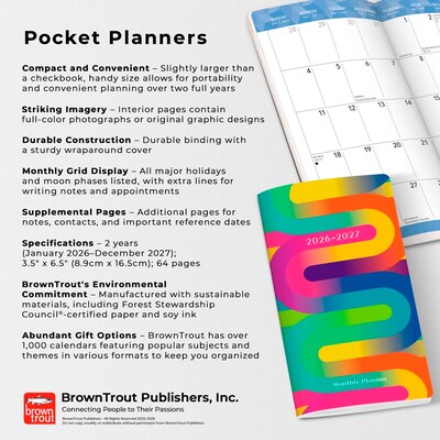 2026-2027 BrownTrout Rich Ribbons 3.5" x 6.5" Monthly Planner (9798330705344)
