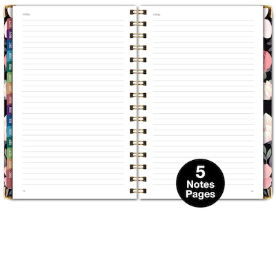 2027 Excello Brands 6" x 8" Weekly & Monthly Standard Planner, Paperboard Cover, Black Floral Pink (FSHN-CY27-58-06)
