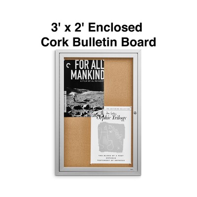 Staples Enclosed Cork Display Board, Aluminum Frame, 3 x 2 (ST61261)