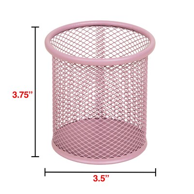 Staples Metal Mesh Pen Cups and Desk Organizers, Dusty Pink, 3/Set (ST63821)