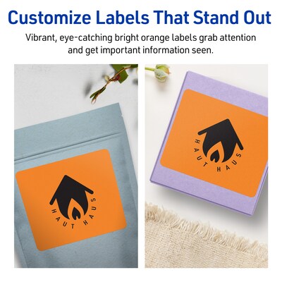 Avery Laser/Inkjet Multipurpose Rectangle Labels, 4.75" x 3.75", Bright Orange, 40/Pack (94254)