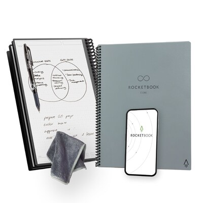 Rocketbook Core Smart Notebook, 8.5 x 11, Gray/Silver (CRLTDT-ENAM-GRY-01)