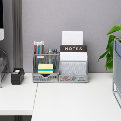Mind Reader 7-Compartment Metal Desk Organizer File and Accessory Storage, Silver (JOEORG-SIL)