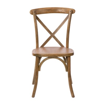 Flash Furniture Advantage Wood X-Back Chair, Armless, Hand Scraped Dark Natural (XBACKDNAT)