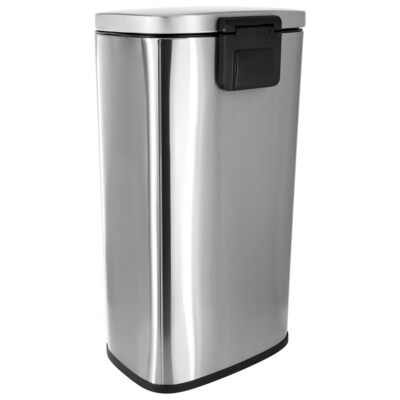 Elama 2 Piece Stainless Steel Indoor Trash Can with Slow Close Lid, 16 Gallon, Silver (938121376M)
