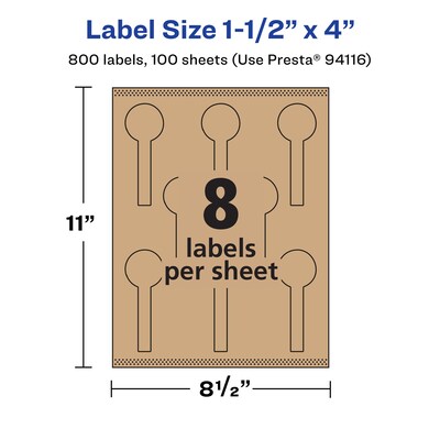 Avery Laser/Inkjet Decorative Edge Multipurpose Labels, 1.5" x 4", Kraft Brown, 800 Labels/Box ( 94116)