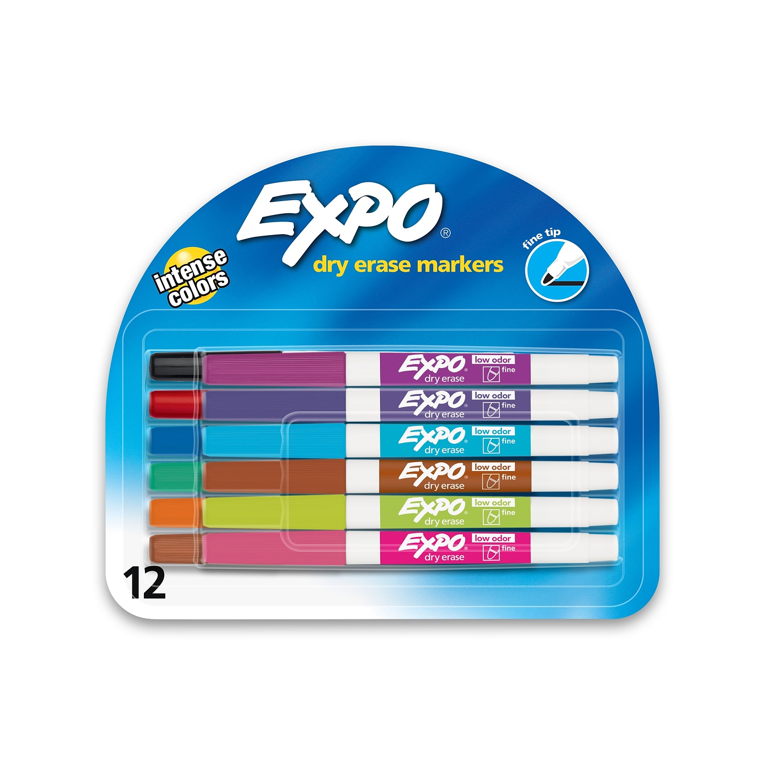 Expo Dry Erase Markers, Fine Tip, Assorted, 12/Pack (86603)