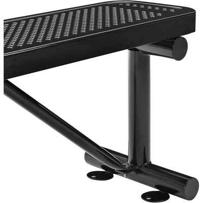 Global Industrial 4' Outdoor Steel Flat Bench, Perforated Metal, Black (695742BK)