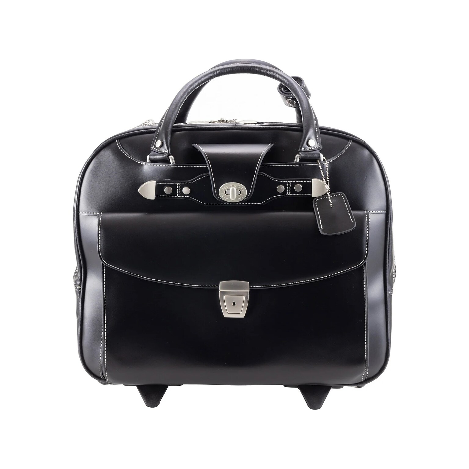 McKleinUSA DENALI 15 Leather Rolling Laptop Bag, Black (99705)