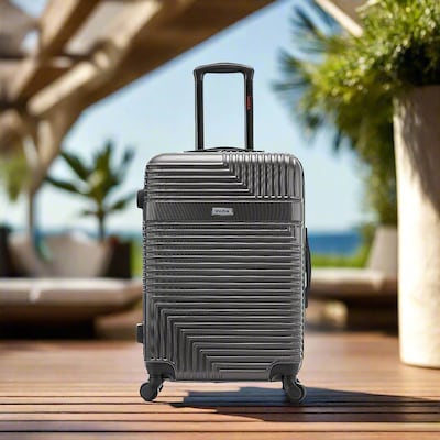 InUSA Resilience 25.59" Hardside Suitcase, 4-Wheeled Spinner, TSA Checkpoint Friendly, Coal (IURES00M-COA)