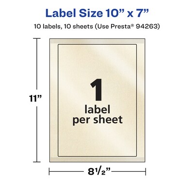 Avery Pearlized Ivory Rectangle Multipurpose Labels, 10" x 7", Ivory, 10/Pack (94263)