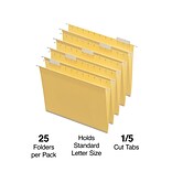 Staples Hanging File Folder, 5-Tab, Letter Size, Yellow, 25/Box (TR163519)