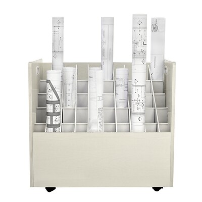 AdirOffice 50-Slot Mobile Roll File, Lockable, 28.5H x 30W x 15.75D, White (626-WHI-KIT1)