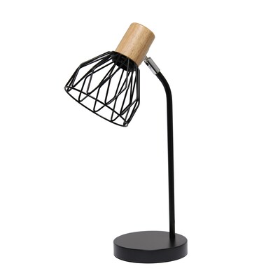 Simple Designs Farmhouse Fusion LED Desk Lamp, 18.19", Black Iron (LD2022-BLK)