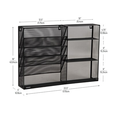 Mind Reader 8-Compartment Stackable Metal Desk Organizer, Black (MAGSHELF-BLK)