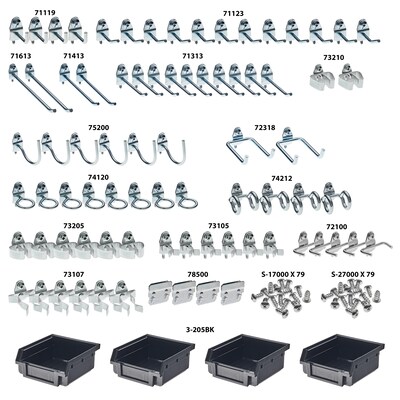 Triton Products DuraHook Kit, 79 Assorted Pegboard Hooks and 4 Bins (76983)