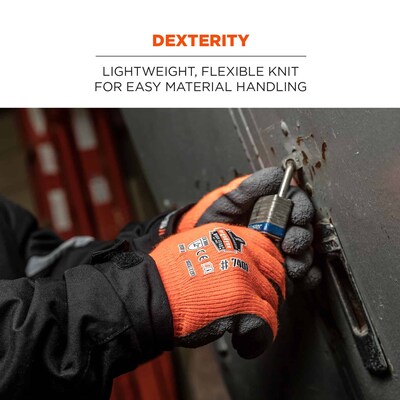 Ergodyne ProFlex 7401 Winter Work Gloves, Fleece Lined, Latex Coated Palm, Orange, XL, 144 Pairs (17895)