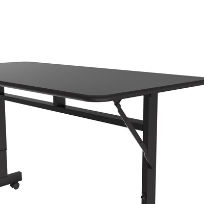 Correll Econoline 48"W x 24"D Adjustable Foldable Training Room Table, Laminate, With Wheels, Black Granite (FTM2448TF07)