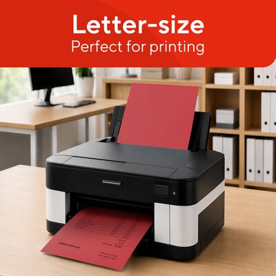 Staples Brights Multipurpose Paper, 24 lbs., 8.5" x 11", Red, 500/Ream (20104)