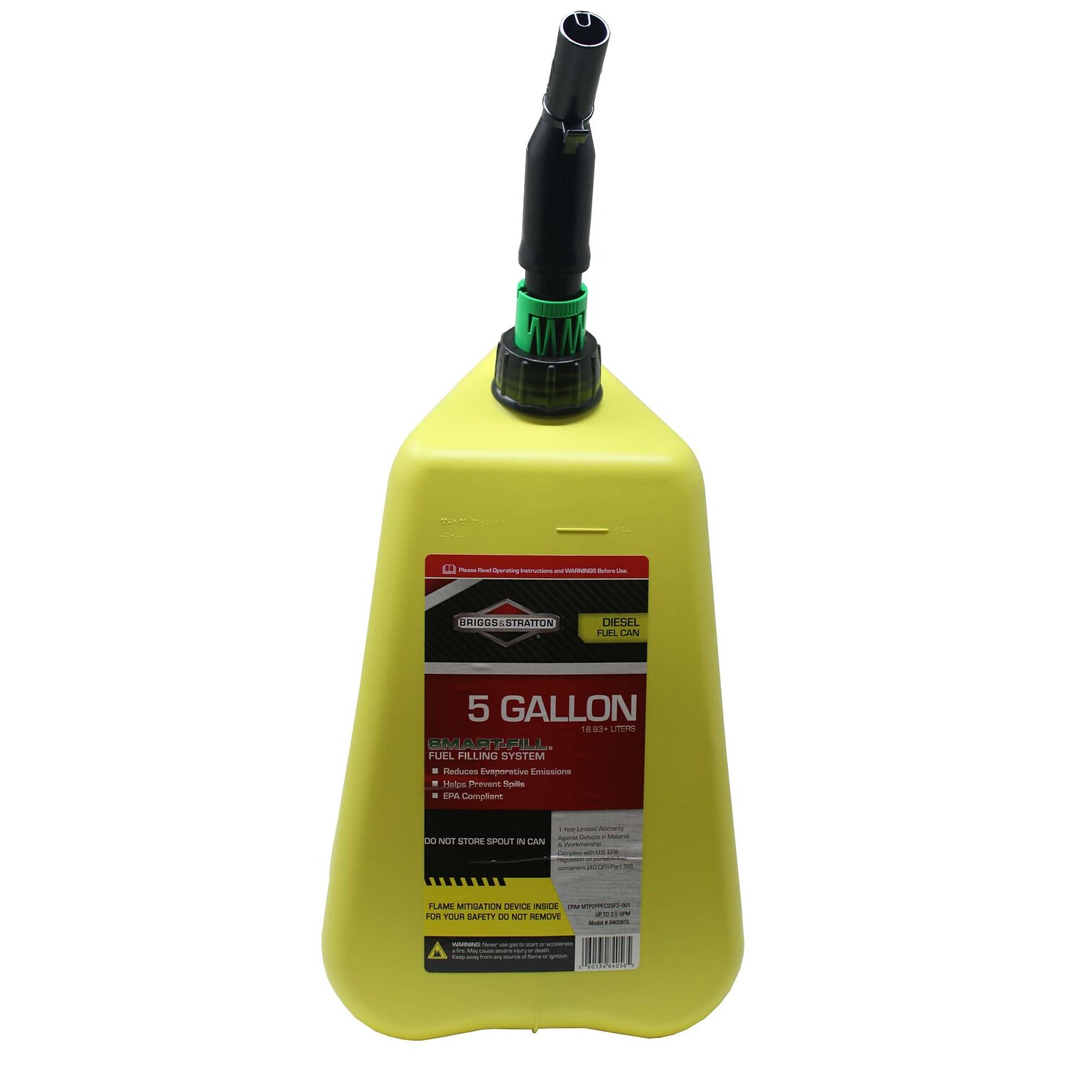 Briggs & Stratton FMD 5 Gallon Diesel Gas Can, Yellow, 90 Cans/Pallet (14014)