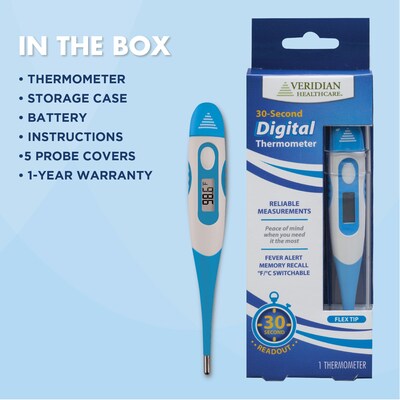 Veridian Healthcare Digital Oral Thermometer, Blue (08-355)