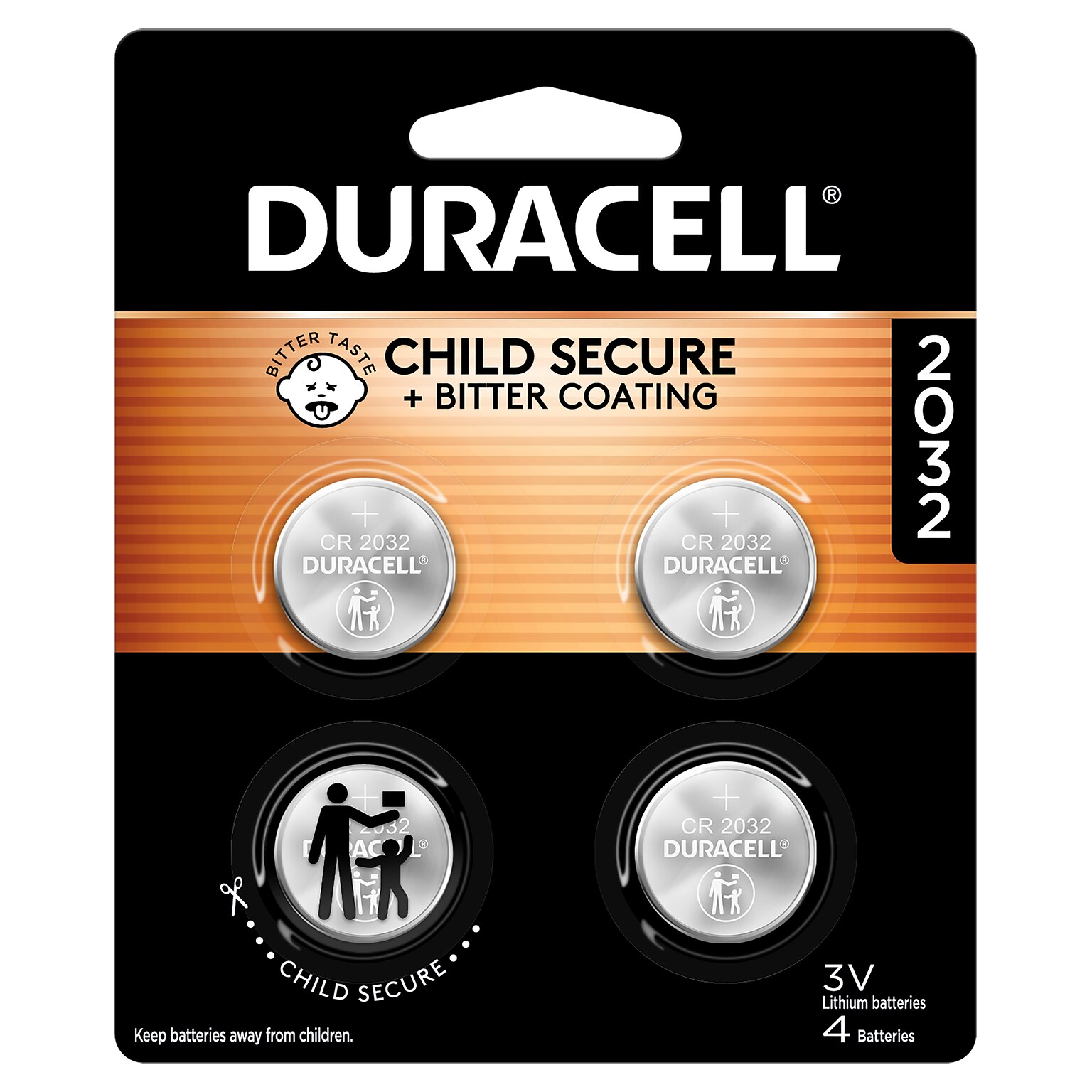Duracell 2032 3V Lithium Coin Battery, 4/Pack (DL2032B4PK05)
