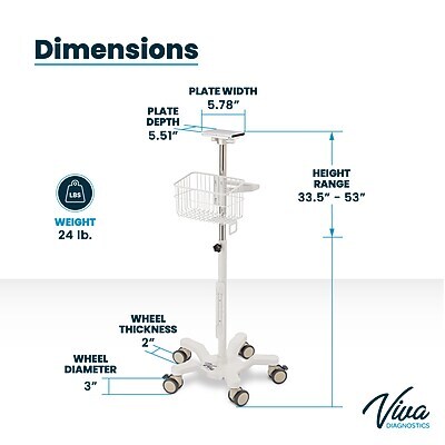 Viva Comfort Universal Vital Sign Monitor Mobile Stand with Mounting Plate, White (ADIME912-C-MP-08-MK)