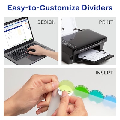 Avery Style Edge Insertable Plastic Dividers with Pocket, 8 Tabs, Multicolored (11293)