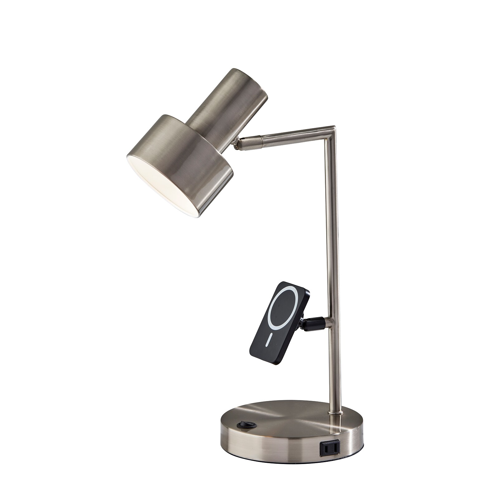 Adesso Rowe Supercharger Incandescent Desk Lamp, 19H, Brushed Steel (2606-22)
