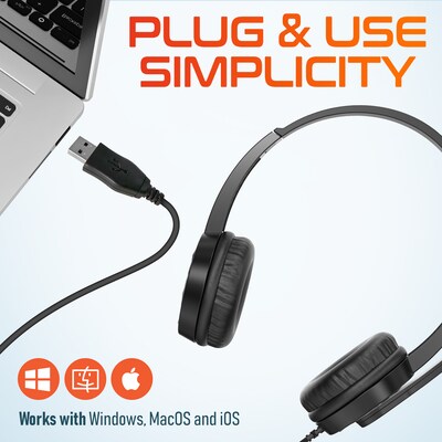 Delton 12Y Stereo On-Ear Computer Headset, USB Type-A (DWH12Y)