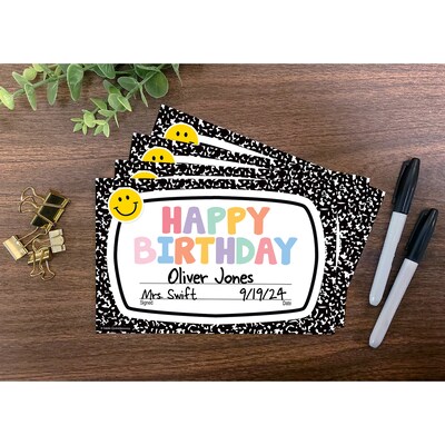 Teacher Created Resources Cool for School Happy Birthday Awards, Multicolored, 30/Pack, 6 Packs/Bundle (TCR9321-6)