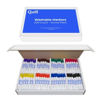 Quill Washable Markers Class Pack, 8 Colors, 200/Pack