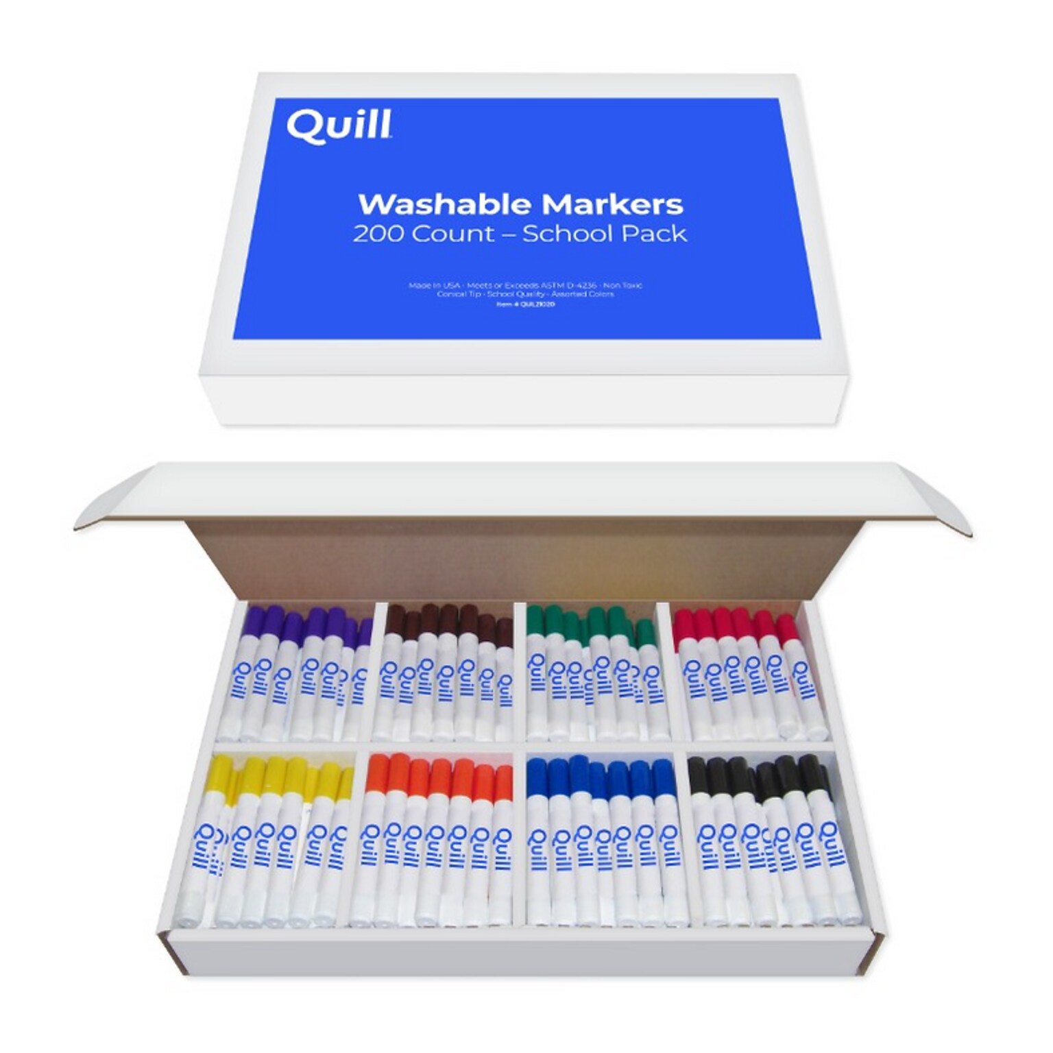 Quill Washable Markers Class Pack, 8 Colors, 200/Pack