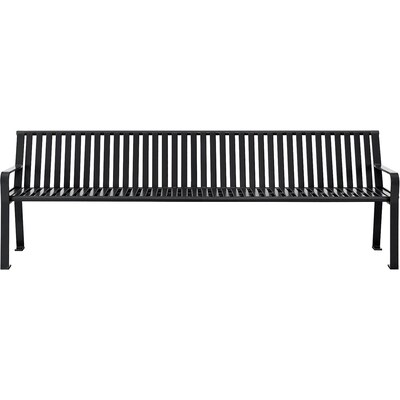 Global Industrial 8 Outdoor Bench with Back, Vertical Steel Slat, Black (694855BKKD)