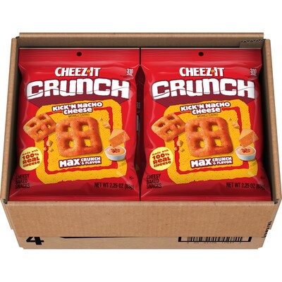 Cheez-It Crunch Kick'n Nacho Cheese Crackers, 2.25 oz., 6 Bags/Carton (2410012647)