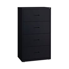 Hirsh Industries® Lateral File Cabinet, 4 Letter/Legal/A4-Size File Drawers, Black, 30 x 18.62 x 52.
