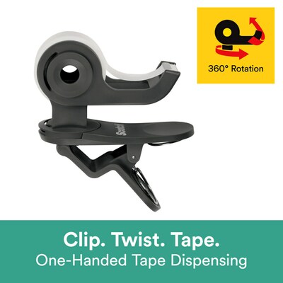 Scotch Clip & Twist Desktop Dispenser, 2.56 x 4.75, 1 Core, Gray (C19CLIP)