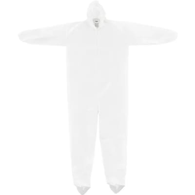 Global Industrial Disposable Microporous Coverall Elastic Hood & Boots White Large 25/Case (708191L)