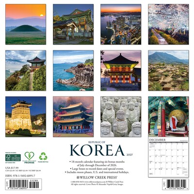 2027 Willow Creek Korea (Republic of) 12 x 12 Monthly Wall Calendar (60957)
